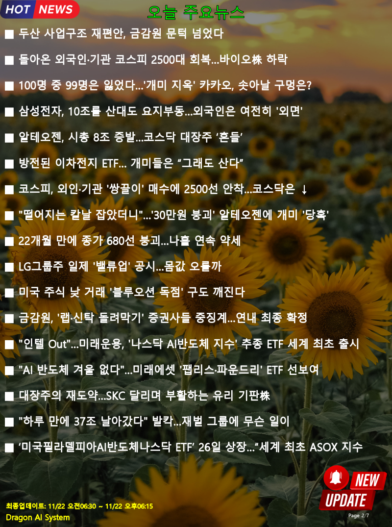 경제주요뉴스,오늘오후(11/22) : 네이버 블로그