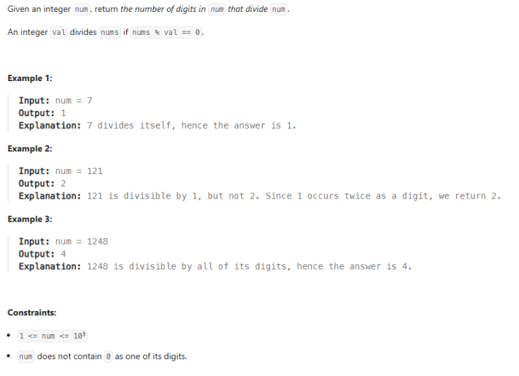  JAVA_LeetCode 2520_Count the Digits That Divide a Number