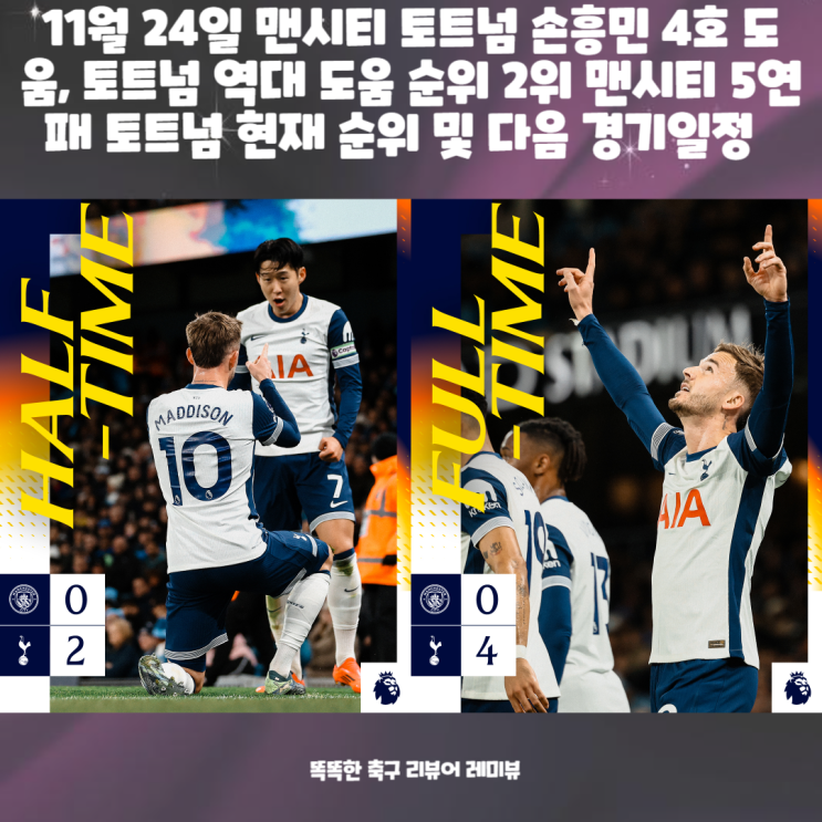 11월 24일 맨시티 토트넘 손흥민 4호 도움, 토트넘 역대 도움 순위 2위 맨시티 5연패 토트넘 현재 순위 및 다음 경기일정 11월 24일 맨시티 토트넘 손흥민 4호 도움, 토트넘 역대 도움 순위 2위 맨시티 5연패 토트넘 현재 순위 및 다음 경기일정