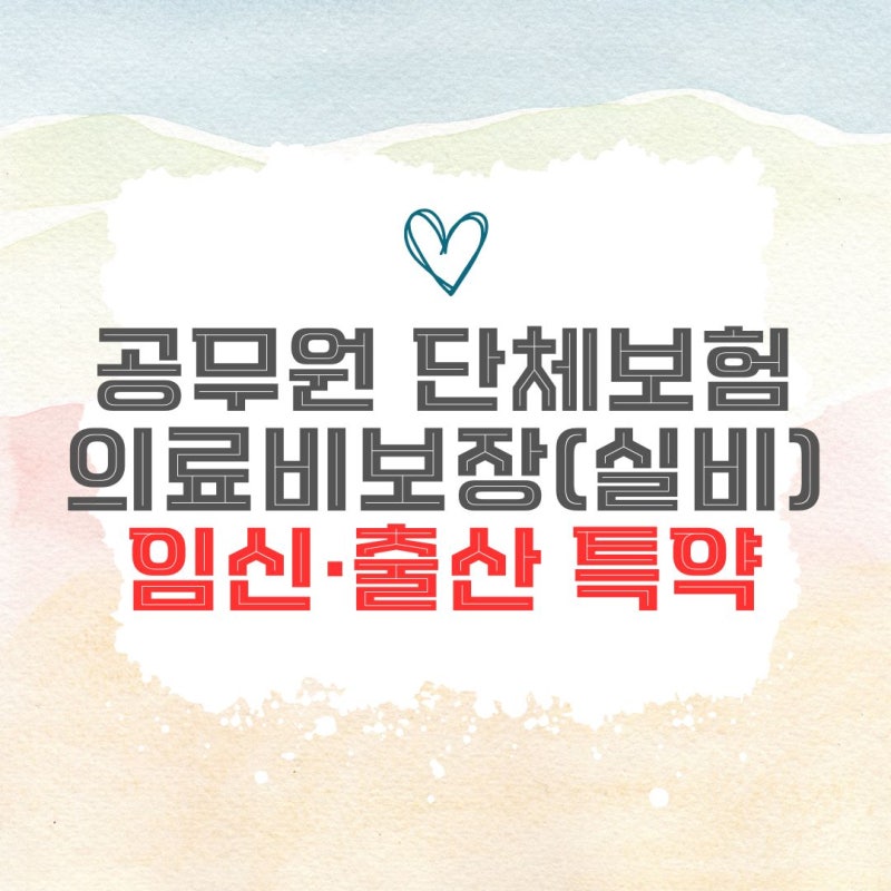 2025 공무원 단체보험 의료비보장 실비 임신출산특약 (ft. 교직원 단체보험)