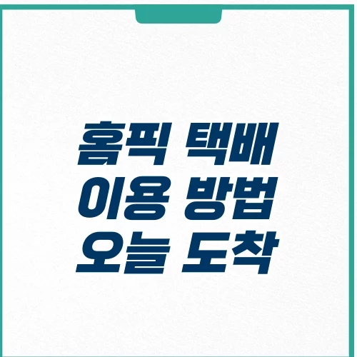  홈픽 택배 이용 방법 오늘 도착 서비스 당일 배송