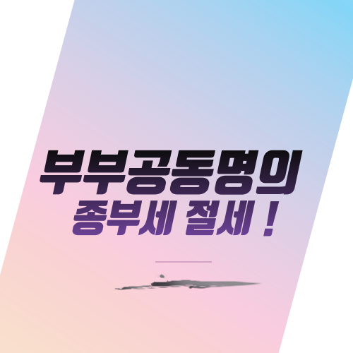  부부공동명의 종부세 절세 !