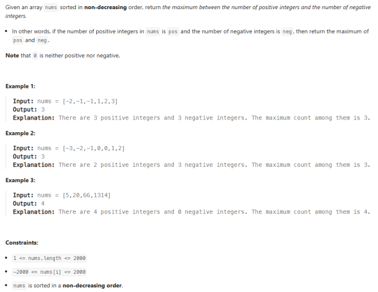  JAVA_LeetCode 2529_Maximum Count of Positive Integer and Negative Integer
