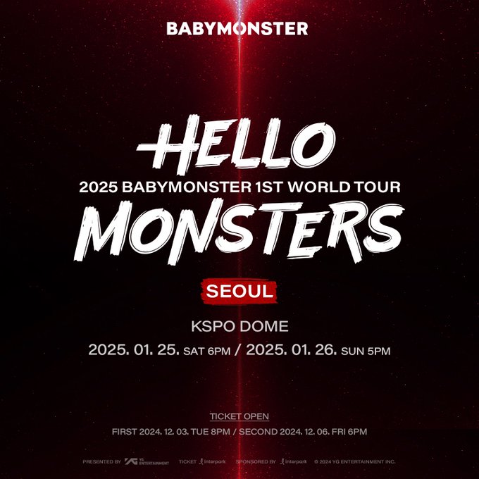  2025 BABYMONSTER 1st WORLD TOUR〈HELLO MONSTERS〉IN SEOUL 베이비몬스터 월드투어 콘서트 예매 티켓팅 오픈