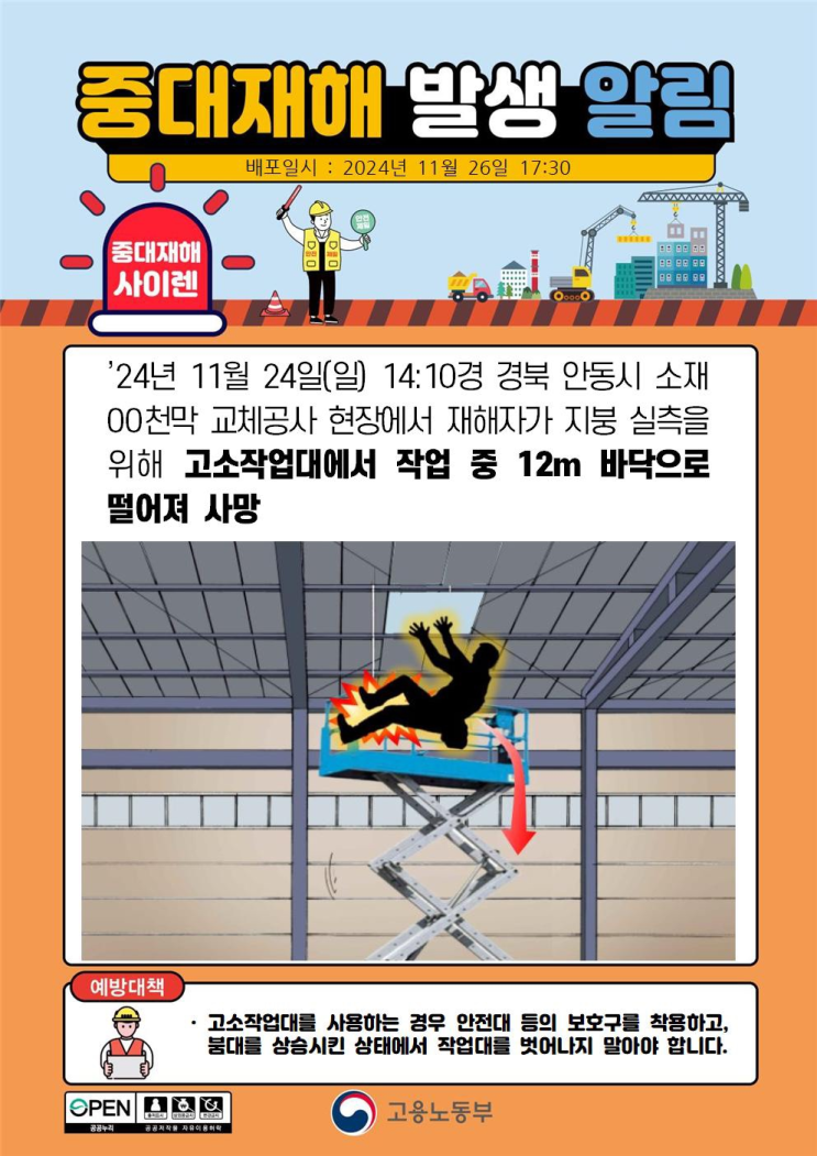  ['24.11.24] 안동 고소작업대 작업중 추락사