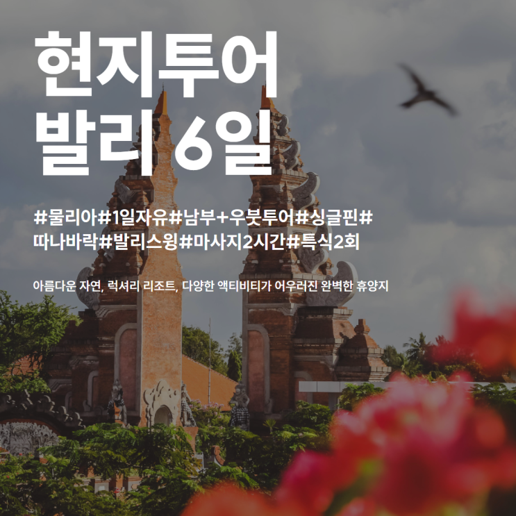  [현지투어] 발리 여행 4일ㅣ물리아 리조트 남부+우붓투어 싱글핀 따나바락 발리스윙 마사지