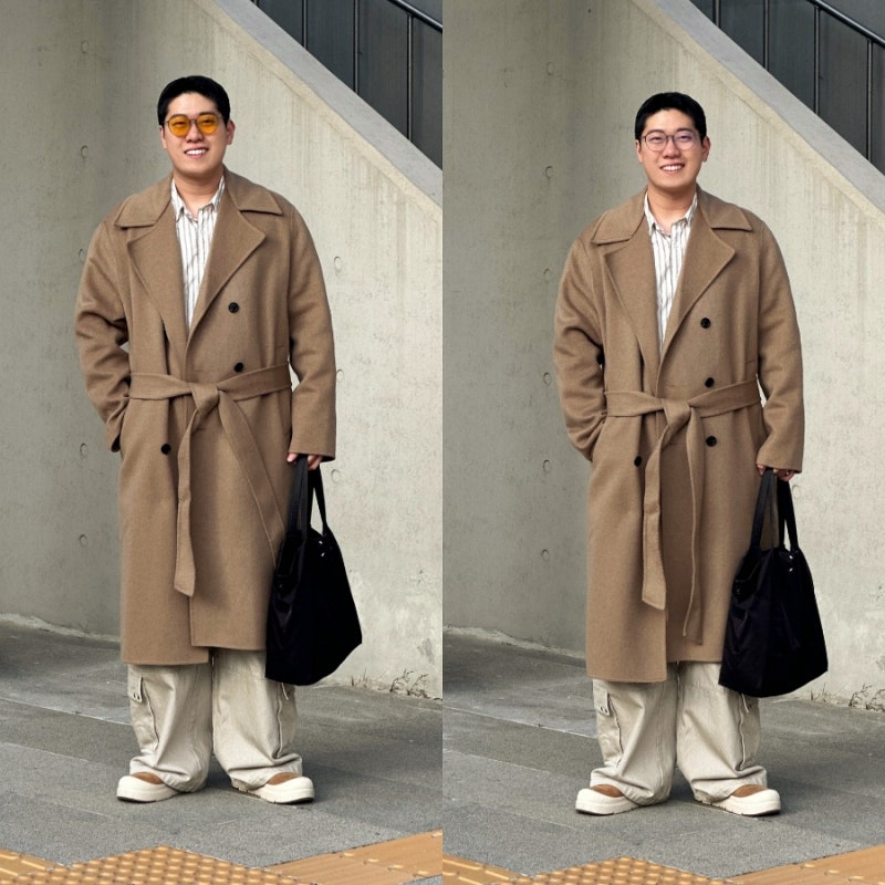 남성 캐시미어 코트 타임옴므 핸드메이드 고급진 브라운 갈색