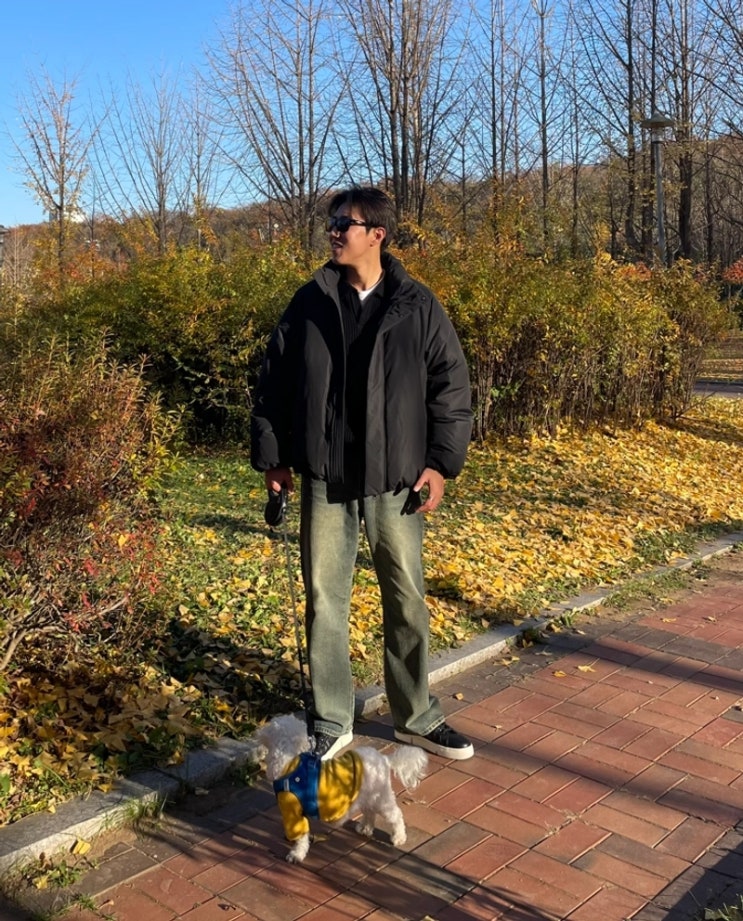 남자 겨울 패딩 데일리룩 코디 추천, 출근룩에도 어울리는 정장패딩 블랙컬러 tngt 벌룬핏 구스다운 패딩