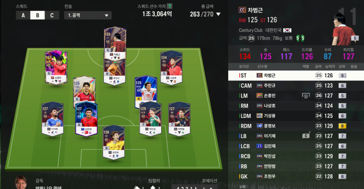  FC온라인 피파온라인4 1조 성능 올스타 대한민국 스쿼드