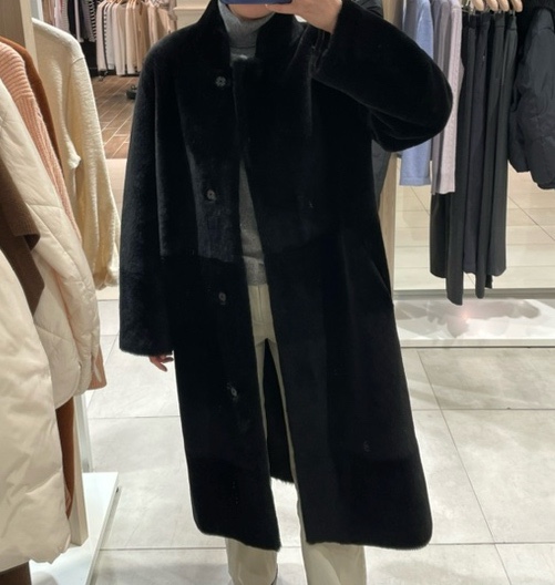  ILAIL 일라일 하이넥 시어링 롱 무스탕 입어보기