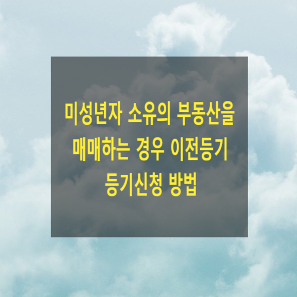  미성년자 소유의 부동산을 매매하는 경우 이전등기 등기신청 방법