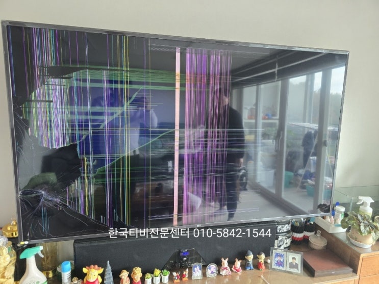  티비액정파손으로 세로줄 LG 75인치 경기도 오산 tv수리