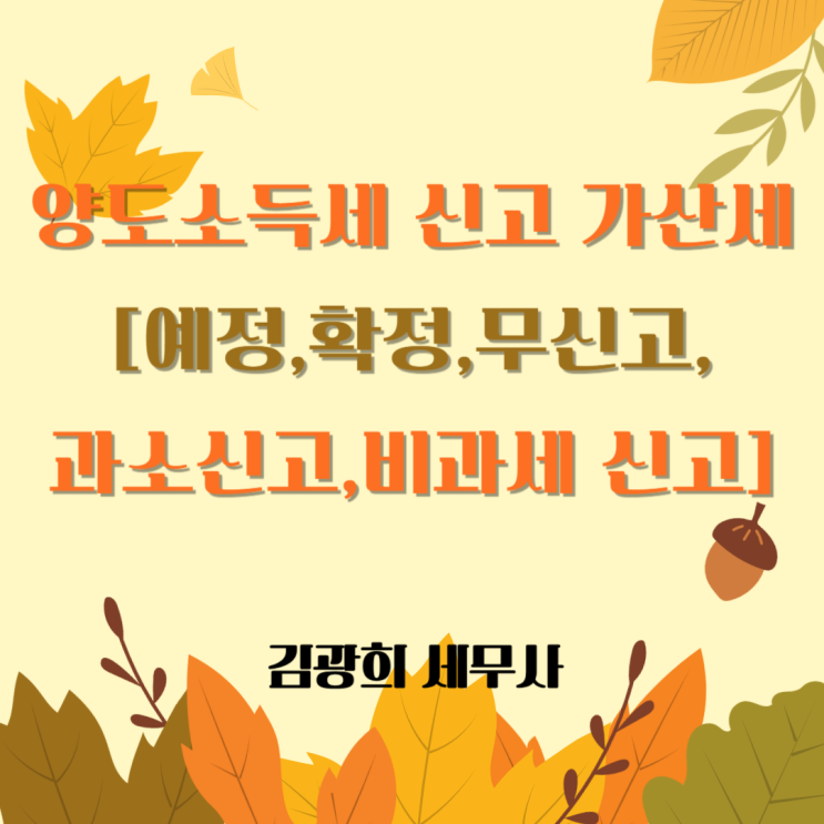  양도소득세 가산세[예정,확정,무신고,과소신고,납부지연,비과세]