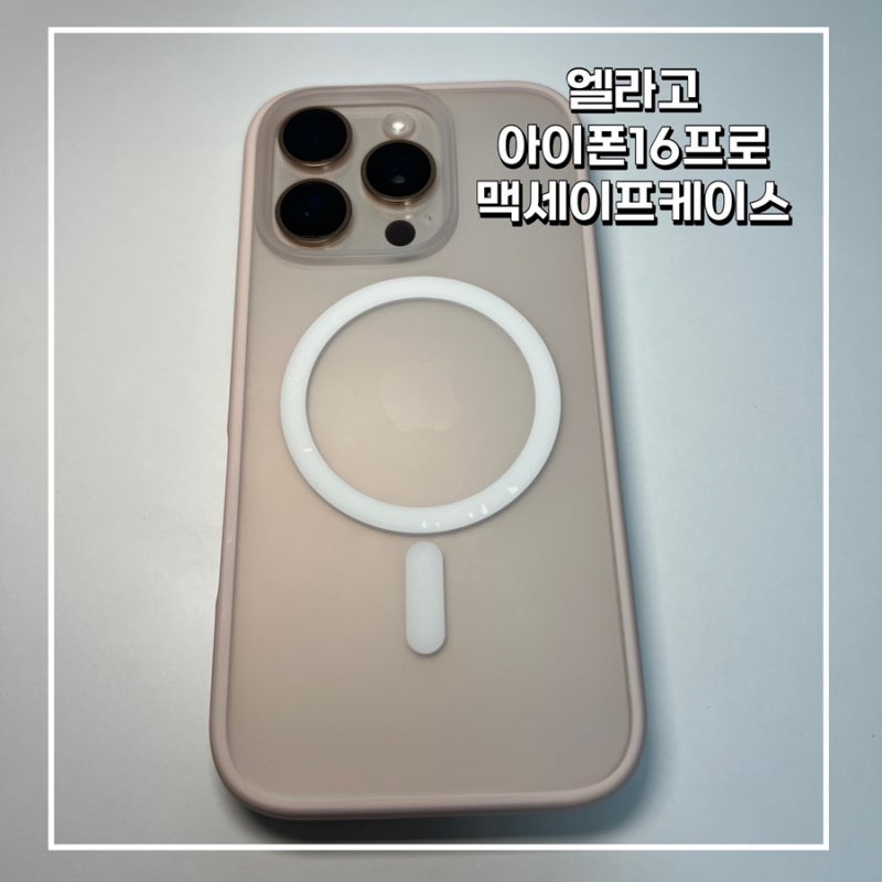 엘라고케이스 아이폰 16프로 러블리 핑크 맥세이프 무광 매트 케이스+강화유리