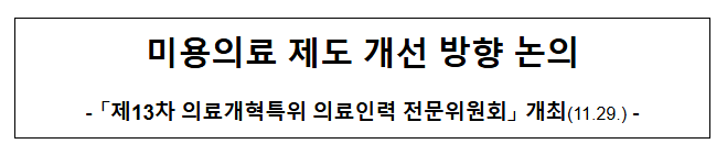 미용의료 제도 개선 방향 논의 미용의료 제도 개선 방향 논의
