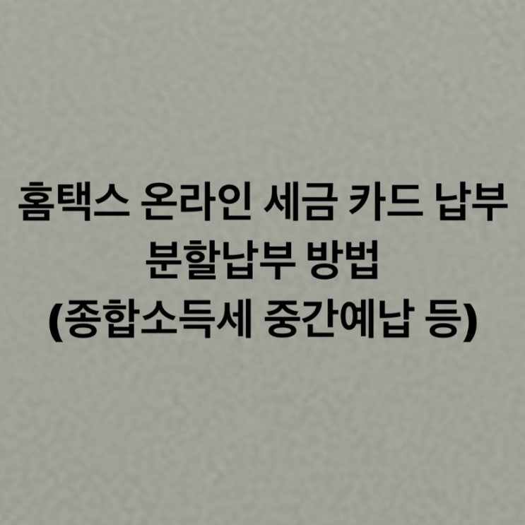  홈택스 온라인 세금 카드 납부 분할납부 방법(종합소득세 중간예납 등)