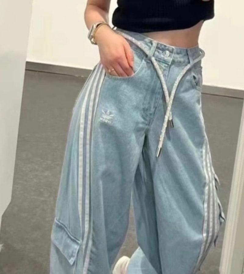 아디다스 아디레니움 데님 카고 런닝 팬츠 블루