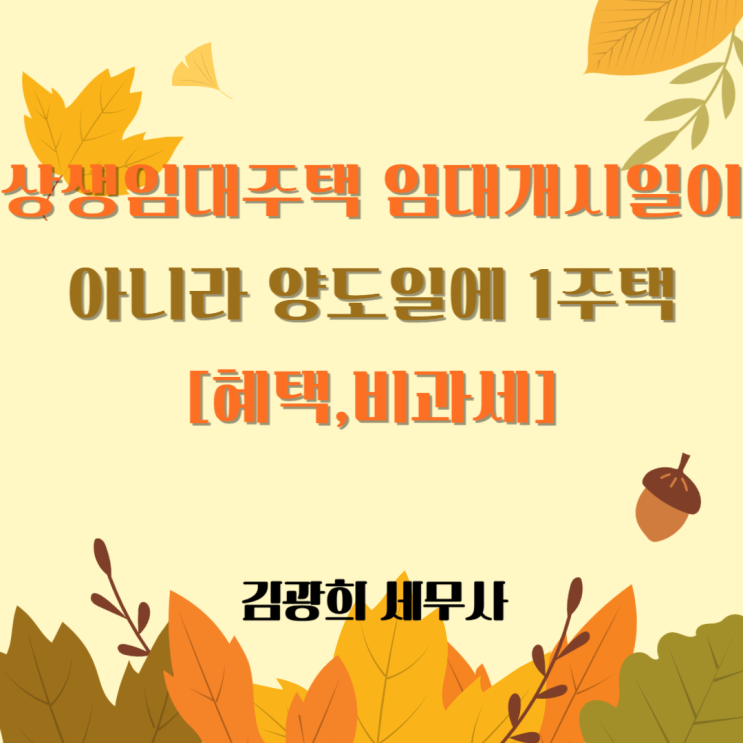  상생임대주택 임대개시일이 아니라 양도일에 1주택[혜택,비과세]