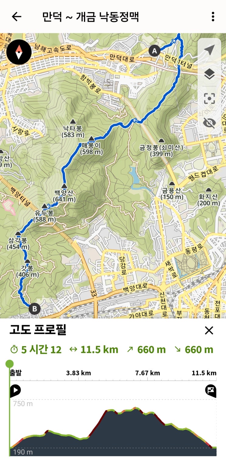 [블랙야크 낙동정맥] 석불사 입구 ~ 만덕고개 ~ 만남의 숲 ~ 백양산 ~ 갓봉 ~ 개금역