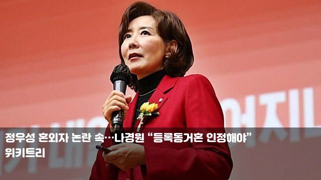 <b>정우성</b> 혼외자 논란 속…<b>나경원</b> “<b>등록동거혼</b> 인정해야”... 