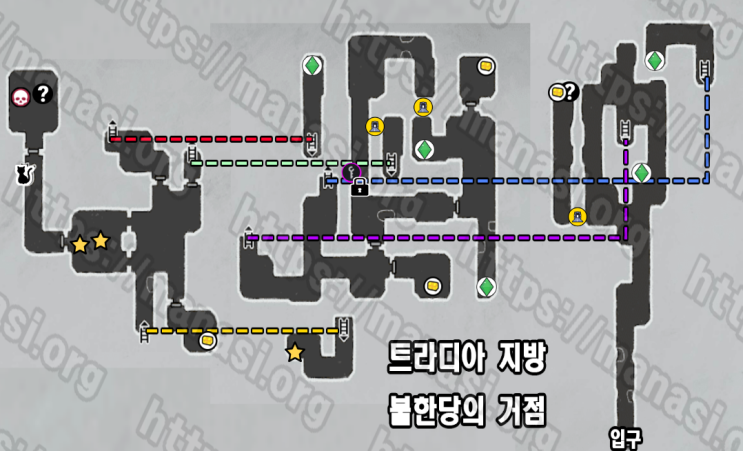  메타포 : 리판타지오 – 트라디아 지방 / 불한당의 거점 지도 / 공략 및 수집품 공략