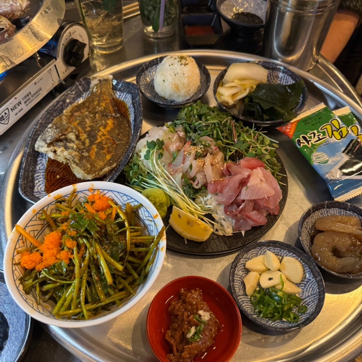  마포역 맛집 김막회 깻잎막회한상차림 조개탕 후기