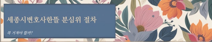  [세종시변호사한뜰] 분심위 절차는 꼭 거쳐야 할까?