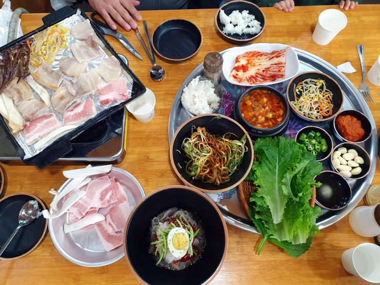  태평역 맛집 철뚝길 냉동 삼겹살 푸짐해