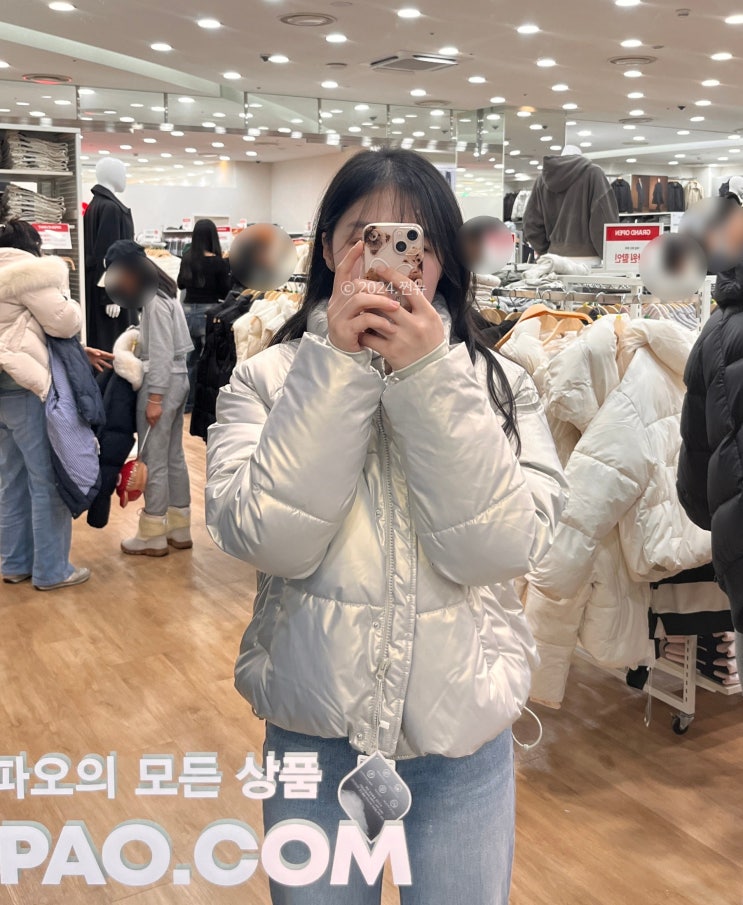  스파오 코듀로이 파스텔 푸퍼 숏패딩 전 사이즈 여성 착용 후기