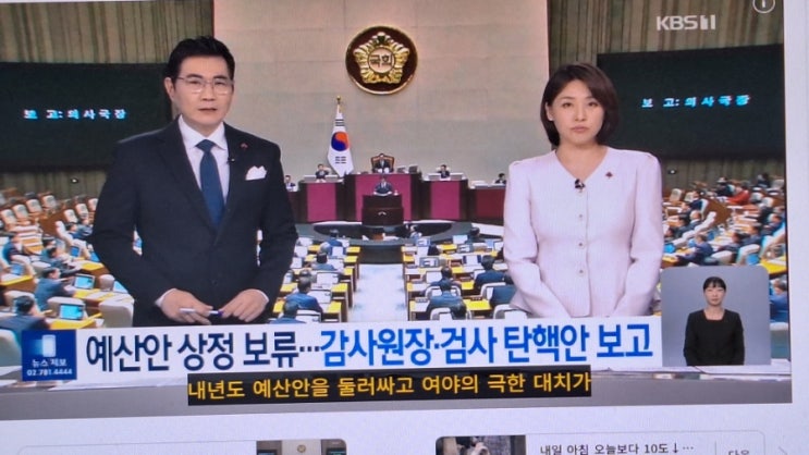  내년도 예산안 상정 보류…중앙지검장·<b>감사원장 탄핵안</b> 보고