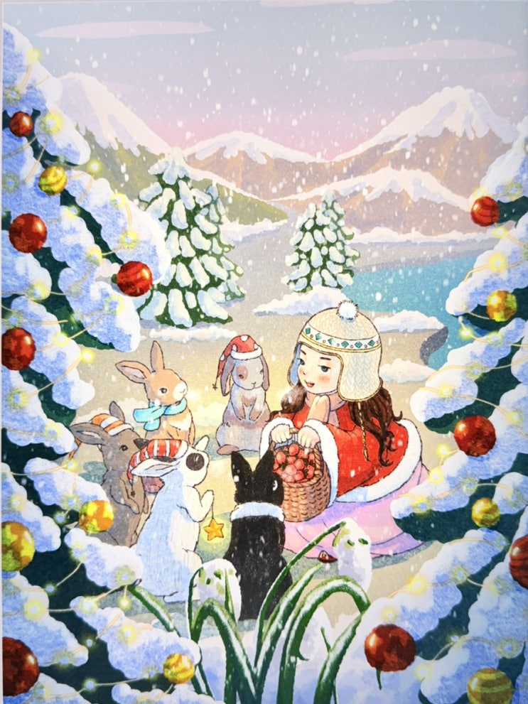  겨울감성 토끼 그림 희랑이와 미토리