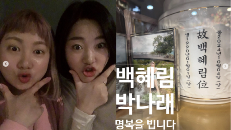  백혜림 헤어 디자이너 박나래 혜백이 사망 뒤 늦은 추모 이유 있었다
