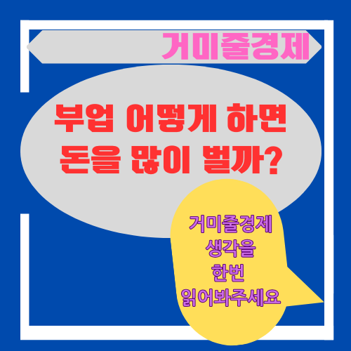  거미줄경제 부업에 관한 생각 공유 및 후기
