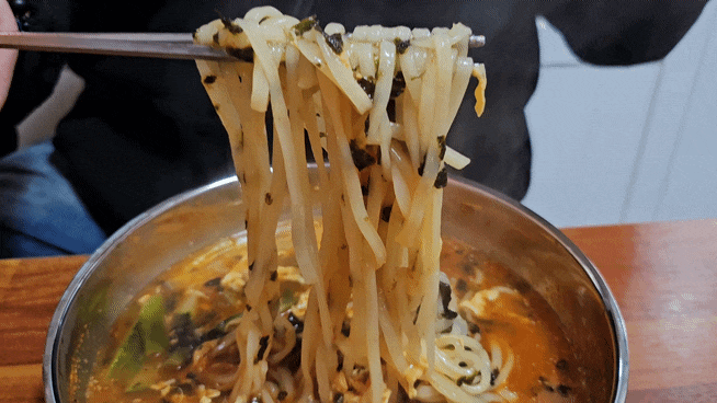  원주 미래도국수집:)도래미 시장 얼큰장국수 맛집