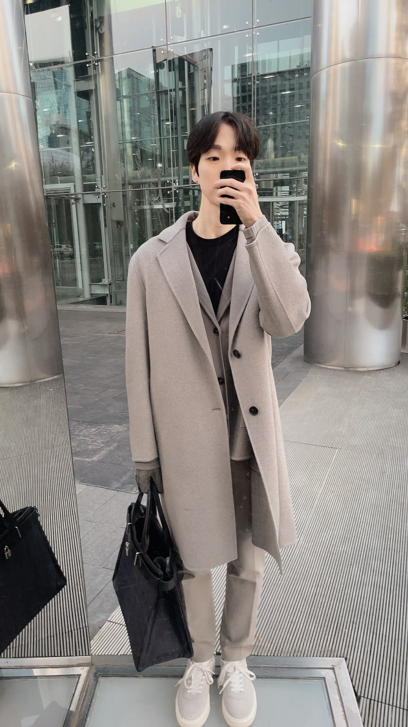 [데일리코디] 24/12/03 타임옴므 캐시미어 코트+가디건 레이어드