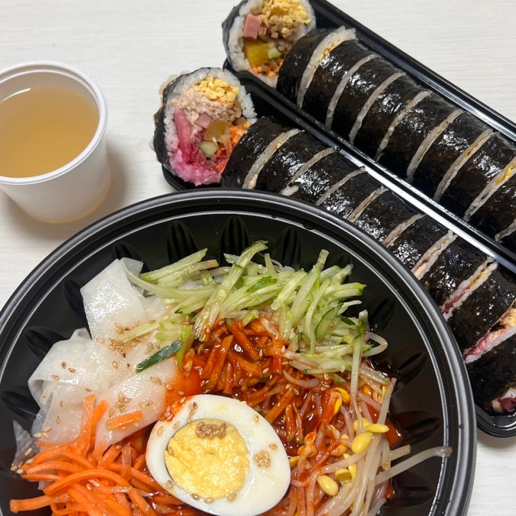  인천 청라 김밥 배달 맛집 '김백김밥' 쫄면과 묵은지 참치 김밥의 궁합이 최고