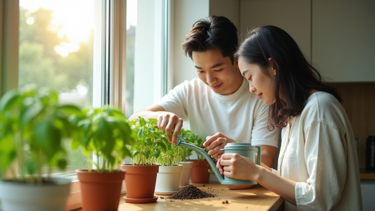  우리 부부의 작은 텃밭, 바질 키우기 도전기 효능 및 소확행 실행 가능 