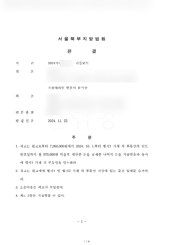 복도 전체에 물건을 쌓아놓고 퇴거하지 않는 임차인에 대해 4개월만에 건물인도소송 판결을 받아낸 승소사례