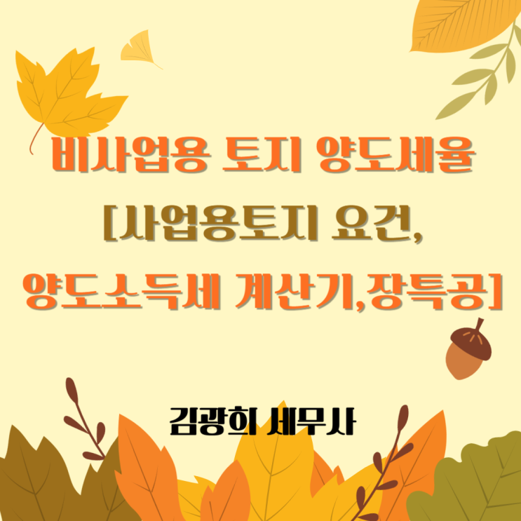  비사업용 토지 양도세율[사업용토지 요건,양도소득세 계산기,장특공]