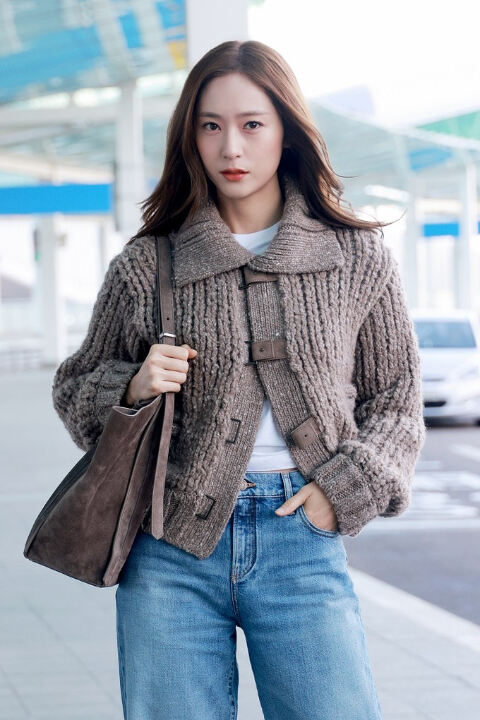  폴로 랄프 로렌 캐시미어 블렌드 도니골 카디건 - 정수정 공항패션 속 우아한 아이템