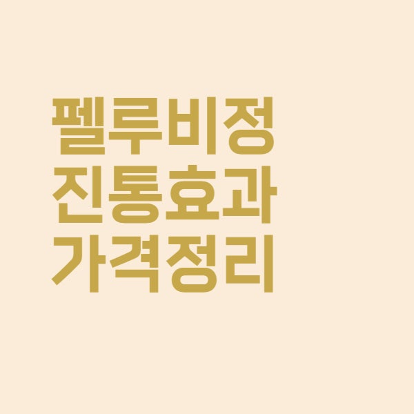  펠루비정 진통 효과와 펠루비서방정 가격 핵심 총정리