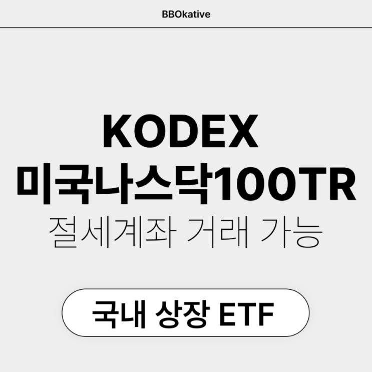  KODEX 미국나스닥100TR |   국내 ETF, ISA IRP 연금 절세