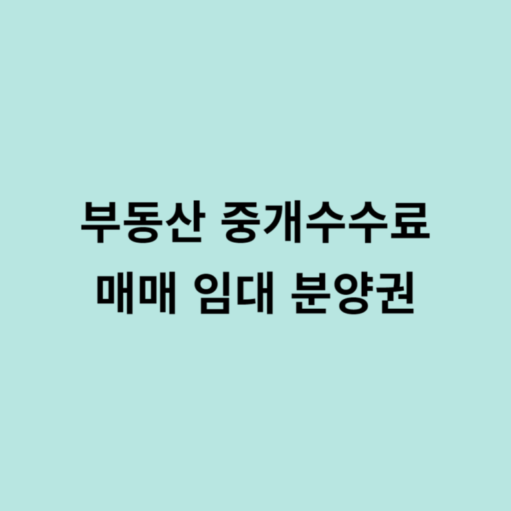  부동산 중개수수료 매매 임대 분양권