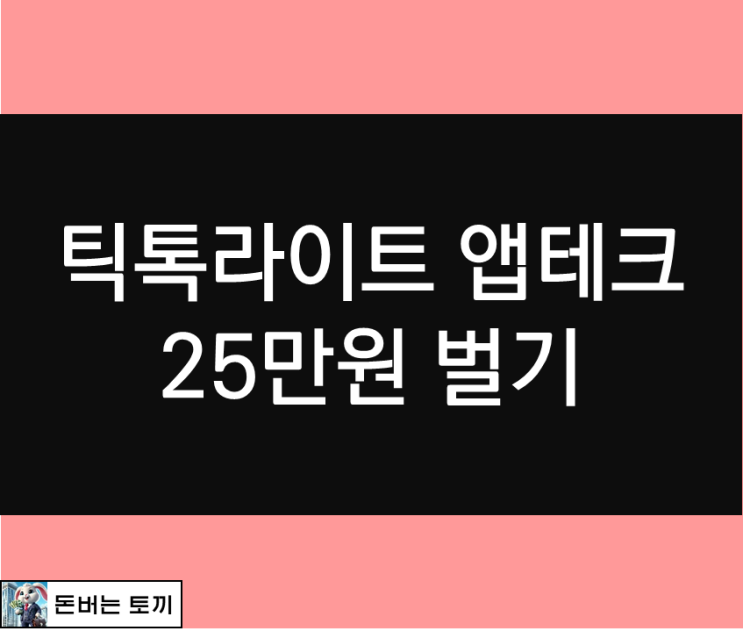  틱톡라이트 앱테크로 25만원 버는방법 알아보기
