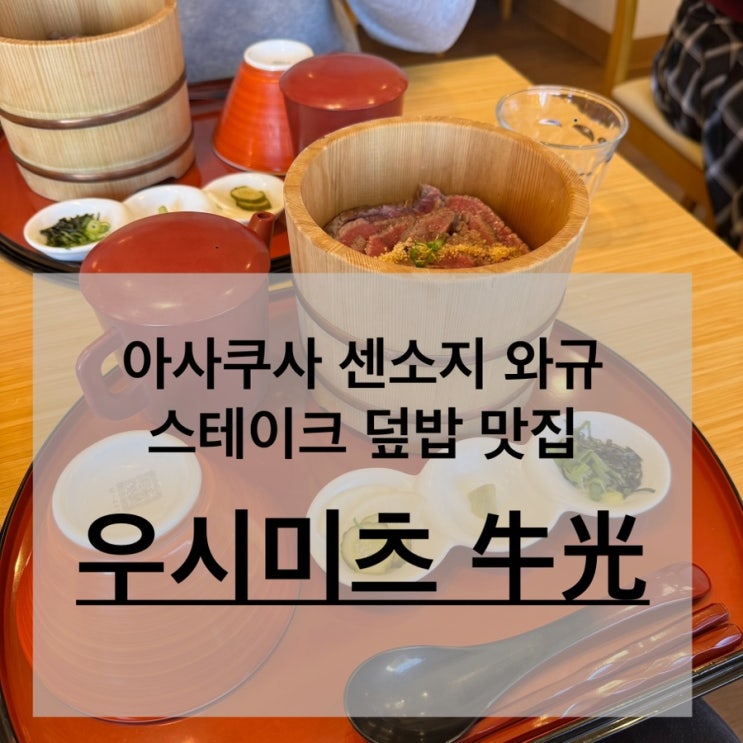  도쿄 아사쿠사 센소지 니쿠마부시 와규 소고기 스테이크 덮밥 맛집 우시미츠