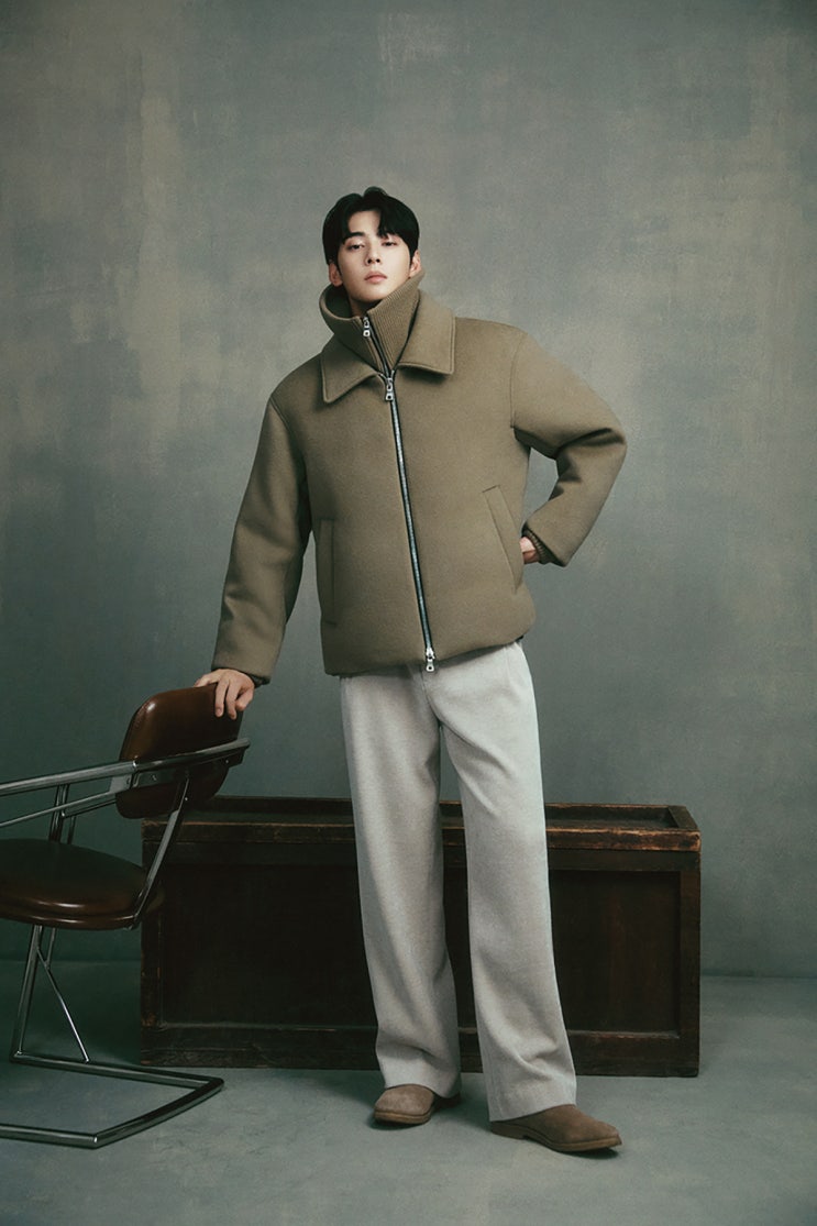  리버클래시 차은우 pick 하이넥 방모 구스다운 점퍼 코디 추천 남자 겨울 아우터