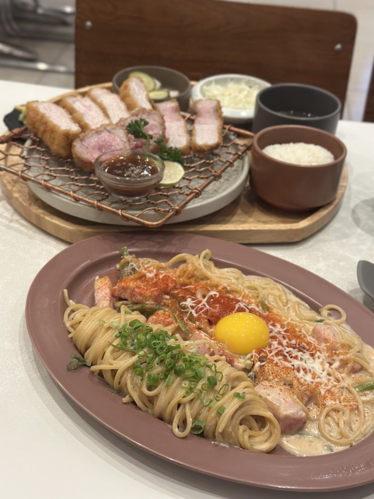  낙원테산도 메뉴 통베이컨 매콤크림 & 낙원모듬카츠