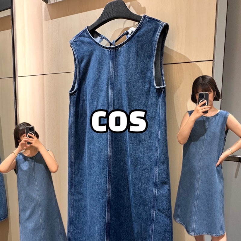 cos 민소매 데님 원피스 패널 데님 시프트 드레스