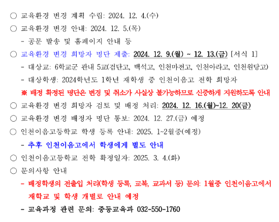  이음고(검단2) 현 고1 전학관련(feat. 등급별인원+고민거리+단톡방)