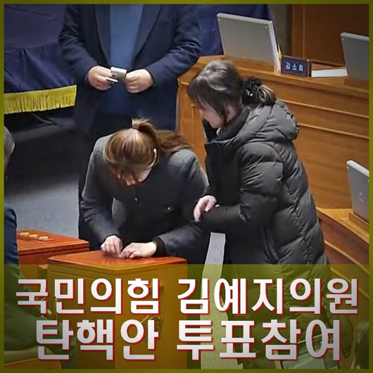 <b>김예지 의원</b> 윤석열 <b>탄핵</b>안 투표 <b>참여</b>. <b>탄핵</b>소추안 <b>표결</b>. 프로필... 